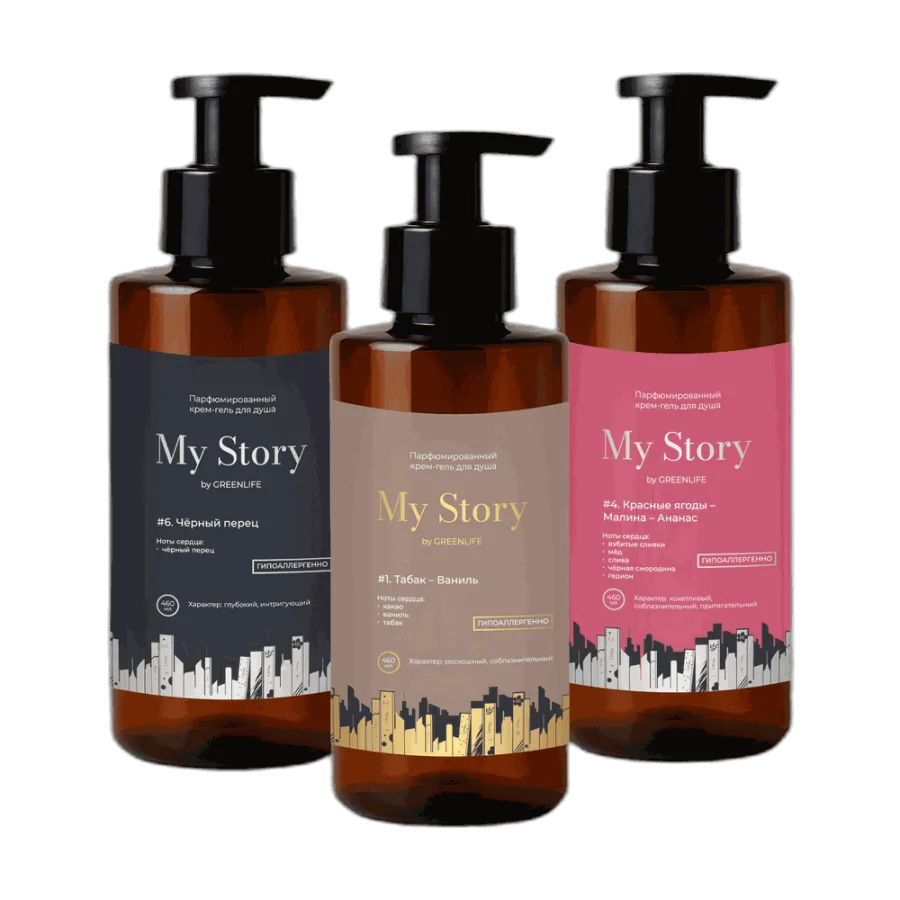 Набор крем-гелей для душа My Story, 3 × 460 мл